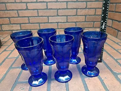 Buy Vintage COBALT Blue Parfait/Water Glasses Anchor Hocking Set Of 6 • 21.81£