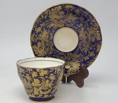 Buy Vtg Aynsley Cobalt Blue And Gold Teacup And Saucer, Pattern 869 • 33.62£