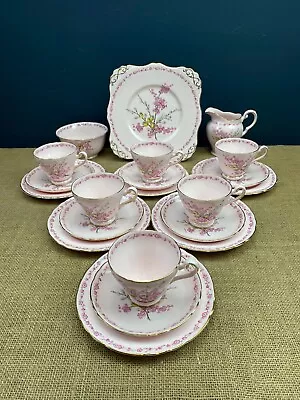 Buy 21 X Piece Beautiful Vintage Art Deco Tuscan China  April Beauty  Pink Tea Set • 65£