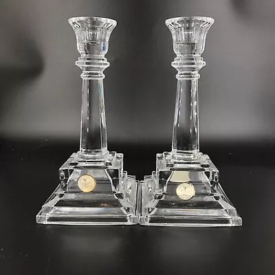 Buy Vintage Crystal Clear Cut Lead Crystal Candle Stick Holders Pair Made In USA • 24.39£