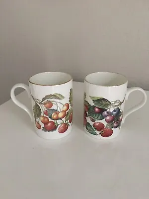 Buy Set Of 2 Crown Trent China Cups Mugs Fruit Patterns Cherries Strawberry England • 20.87£