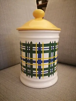 Buy Hornsea Pottery CHECK Storage Jar/Canister  With Yellow Lid • 8£