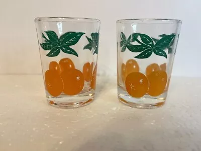 Buy Set Of Two Anchor Hocking Orange Juice Glasses 3 Inches By 1 3/4” Vintage • 14.39£