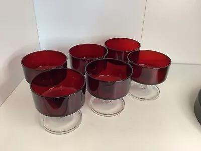 Buy 6 Vintage 70’s Luminarc French Ruby Red Glass Sundae Trifle Dessert Bowl Dishes. • 12£
