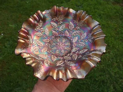 Buy Carnival Glass.Fenton Amethyst 9 Inch 3 In 1 Edge Holly Bowl.Great Iridescence. • 35£
