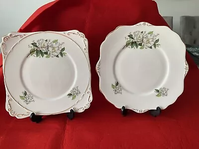 Buy Vintage Cake Plates Royal Stafford China Camellia Pattern  8.5” And 9.5” • 4.99£