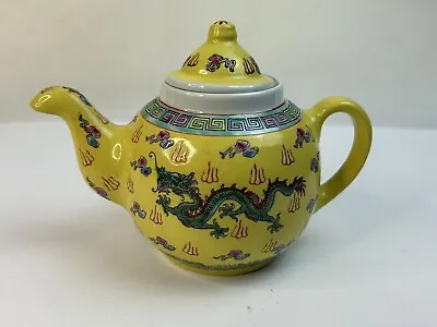 Buy Porcelain Teapot 2 Dragon Yellow 5 Toe JINGDEZHEN Porcelain Chinese Teapot 1900s • 70.87£