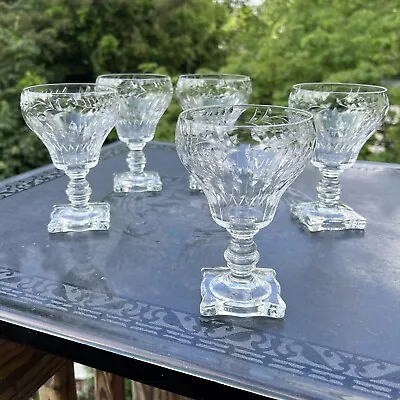 Buy Seneca Wakefield Elegant Glass Crystal Water Goblet Stems - Set Of 5 - Etched • 75.55£