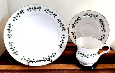 Buy 3 Pc Claddagh Teacup Cup & Saucer Luncheon Plate Galway Ireland Shamrock Clover • 30.69£