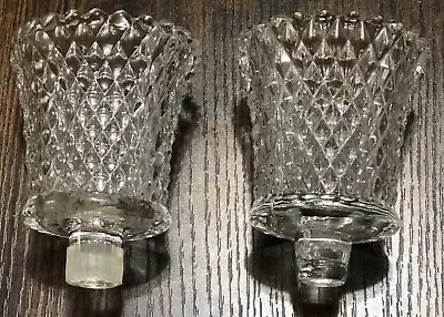 Buy Glass Hobnail Votive Candle Holders Set Of 2 Clear Peg Style Vintage EUC • 9.45£