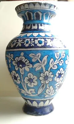 Buy 19TH C Antique INDIAN MULTAN POTTERY VASE JAR- IZNIK STYLE Blue And Turquoise • 175£