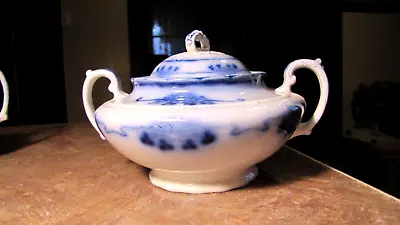 Buy Rare Lovely Antique Flow Blue Sugar Bowl With Lid Lorne Pattern W.H. Grindley • 47.94£