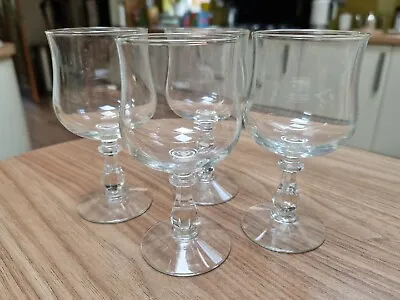 Buy Set Of 4 Retro Clear Glass Stemmed Wine Fruit Juice Glasses • 6£