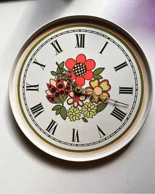 Buy Vintage Rare 1970’s Taunton Vale Flowers Graphic Wall Clock • 45£