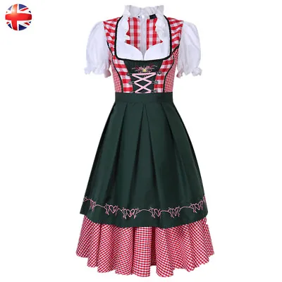 Buy UK Women Oktoberfest Beer Girl Costume German Bavarian Traditional Dirndl Dress • 19.99£