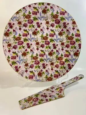 Buy Chintz Floral Cake Plate & Server In Original Box-Formalities - Baum Brothers F3 • 28.45£