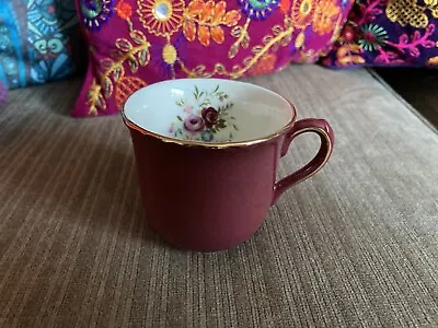 Buy Clarice Cliff Burgundy Gold And White Floral Design Coffee Cup • 18£