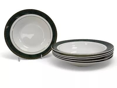 Buy Wedgewood  AEGEAN  - 6 Soup/Cereal China Bowls Green And Gold 20 Cms Diameter • 35£
