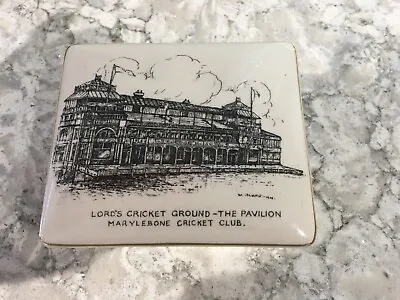 Buy Lord's Pavilion MCC Sandland Ware Box Made In Staffordshire, 1960's Vintage. • 30£