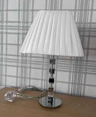 Buy Poole Lighting Silver & Clear Perspex Cubed Base With White Shade Table Lamp • 17.50£