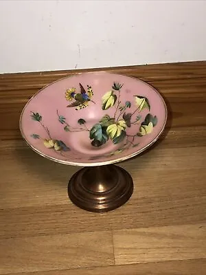 Buy Antique French Compote Pink Hand Painted Bird Baccarat Opaline Glass Footed Dish • 120.63£