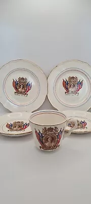 Buy Coronation Queen Elizabeth 1953 Washington Pottery Plates, Saucers And Cup • 7.50£