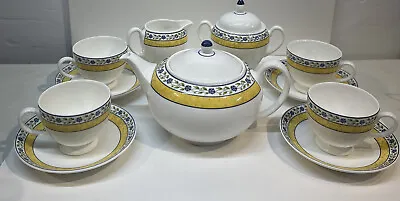 Buy New 1994 Wedgwood Mistral Bone China Teapot 4 Cups & Saucers Creamer Sugar Bowl • 168.22£