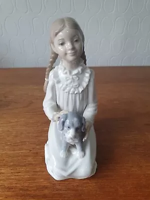 Buy Nao Lladro Daisa Girl Holding A Puppy Dog Porcelain Figurine  • 16.99£
