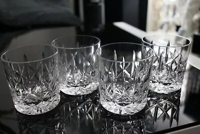 Buy 4 X VINTAGE CUT CRYSTAL OLD FASHIONED WHISKY SPIRITS TUMBLERS • 24£
