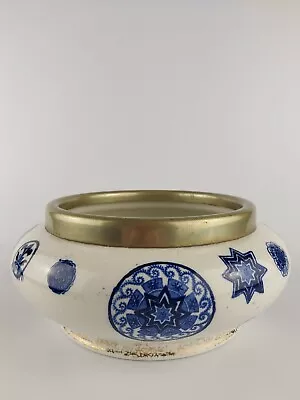Buy Antique Silver Plated JKL England Fenton 'Osaka' Blue & White Bowl 19thC Japan • 29.99£