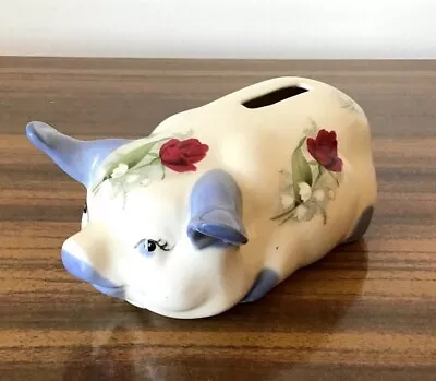 Buy Vintage Studio Szeiler Piggy Bank With Red Rose Design Made In England • 3.99£