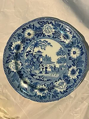 Buy Enoch Wood & Sons Asian “Zebra” Pattern Blue Transfer Ware Plate Antique 9  1820 • 95.19£