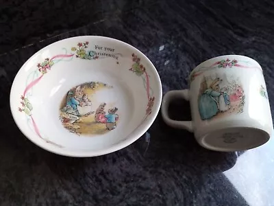 Buy Peter Rabbit Wedgewood For Your Christening Bowl And Mug 1960's • 10£