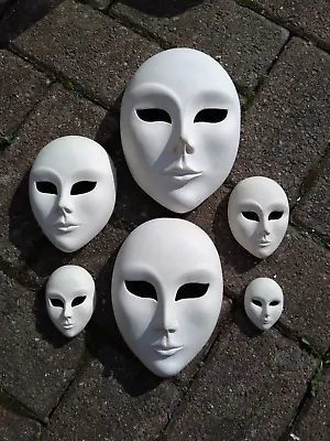 Buy A Collection Of Six White Pottery Venetian Face Masks • 34.99£