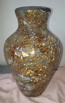 Buy Amber Crackle Glass Vase 13  High X 8  Wide • 18.89£
