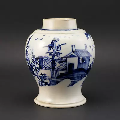 Buy C1790, ANTIQUE 18thC LEEDS OR LIVERPOOL PEARLWARE FENCE AND HOUSE TEA CADDY VASE • 0.99£