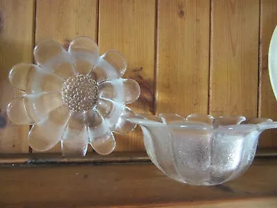 Buy Dartington Crystal Daisy Collection Salad/Fruit Dishes X2 Frank Thrower 1970's • 16.95£