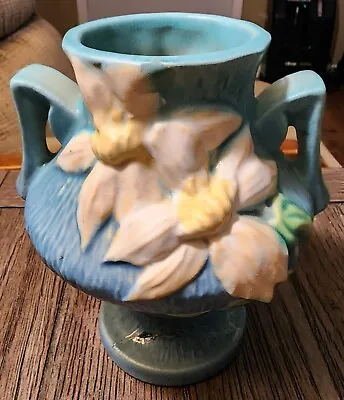 Buy Ca 1945 Signed Roseville Clematis 188-6  Art Deco Vase Pinkish Cream Flowers • 26.95£