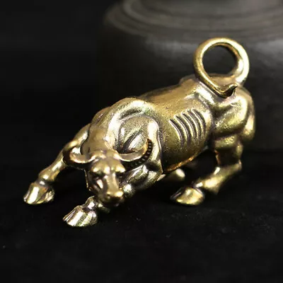 Buy Miniature Cattle Figurine Brass Vintage Bull Ornament Ox Shaped Sculpture • 12.25£