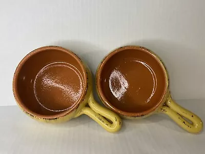 Buy De Silva Terracotta Yellow Mustard Glazed Bowl W/Handle Made In Italy Set Of 2 • 29.76£