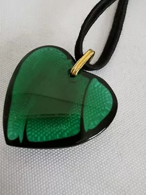 Buy Baccarat Heart Crystal Glass Green Necklace Pendant Used • 74.91£
