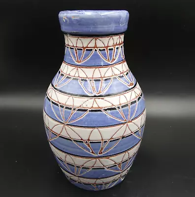 Buy Lodner Ceramic Norway Studio Art Pottery Vase 1948 Sgraffito Floral Nøtterøy MCM • 46.45£