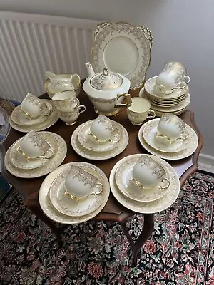 Buy Stunning Vintage Plant Tuscan Tea Set Cream And Gold 771590 Including 11 Trios • 50£