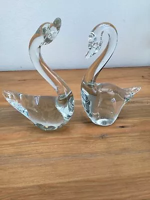 Buy Pair Of Royal Crystal Rock Italian Crystal Glass Swans Ornament Figurine • 8£