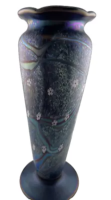 Buy Vintage Okra Studio England 9.75  Iridescent Floral Themed Glass Vase • 212.89£