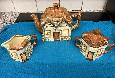Buy  Vintage Keele Street Pottery  3 Piece Tea Set Tea Pot Milk Jug Sugar Bowl. • 15£
