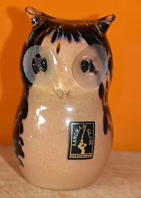 Buy Langham Glass Brown And Cream Speckled Owl 8 Cms High With Original Label • 15£