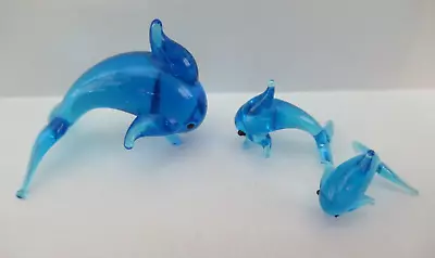 Buy Vintage 1960's Set Of 3 Handmade Little Glass Dolphins / Glass Animal Ornaments • 8.99£