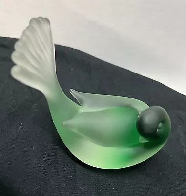 Buy Vintage Frosted Green Art Glass Bird Paperweight Figurine • 28.45£