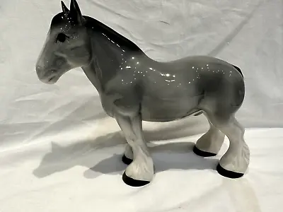 Buy Vintage Grey, White & Black Ceramic Shire Horse By Melba Ware, Made In England • 29.40£